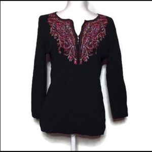 Black &Red Detailed Blouse NWOT SZ XL